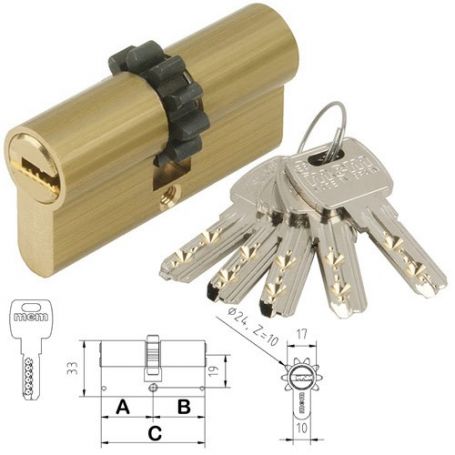 Instalacion y Reparacion Cilindros Bombines Seguridad en Barcelona Madrid Valencia Burgos Alicante cilindro de seguridad asl 66mm 33x33mm laton leva dentada mcm - Instalacion y Reparacion Cilindros Bombines Seguridad en Barcelona Madrid Valencia Burgos Alicante