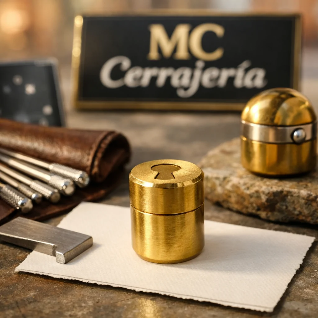 Primer plano de una mano sosteniendo una llave sobre una tarjeta, con herramientas y un furgón de cerrajería en Barcelona. Donde encontrar un cerrajero economico en Barcelona para apertura de puertas.